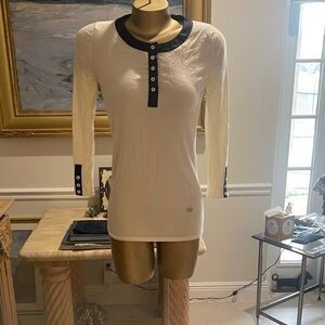 Gucci Cream Long Sleeve Top with Black Trim